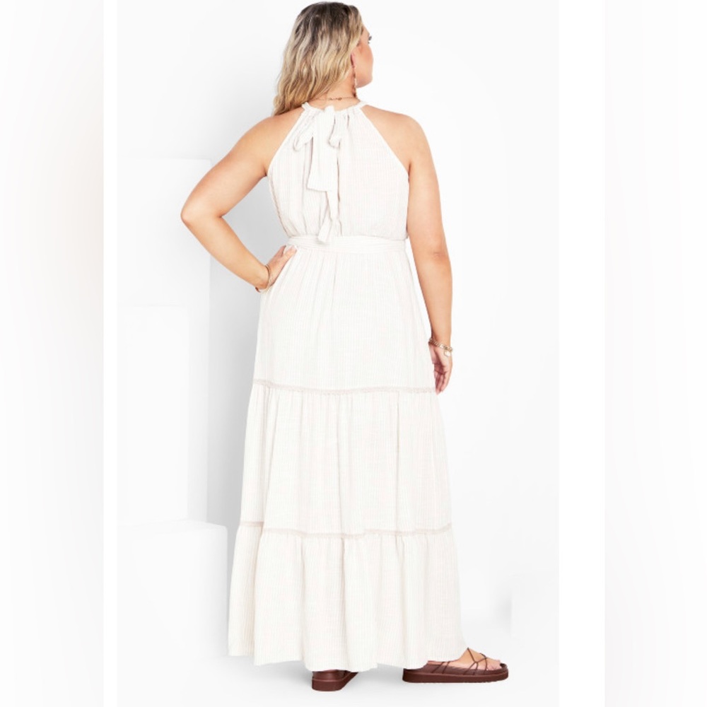 Avenue Raine  halter neck dress 18 W Natural color. new in package. - Picture 4 of 8